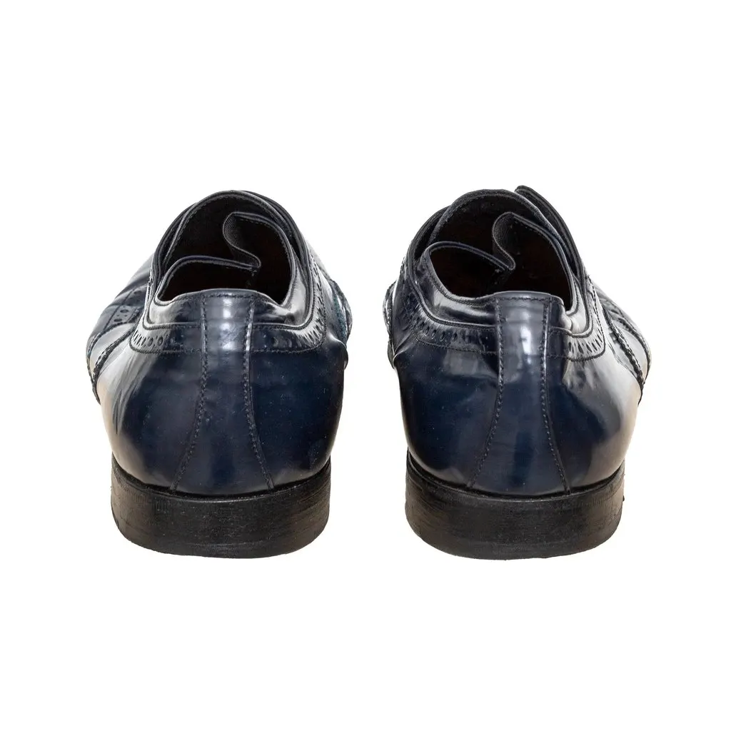 Prada Blue Brogue Leather Shoes - '00s Blue Leather Good - Box View