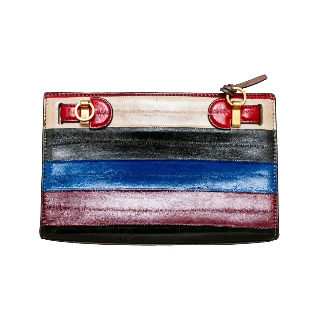 Tory Burch Colorblock Clutch - '00s Gold Leather Good - Model View