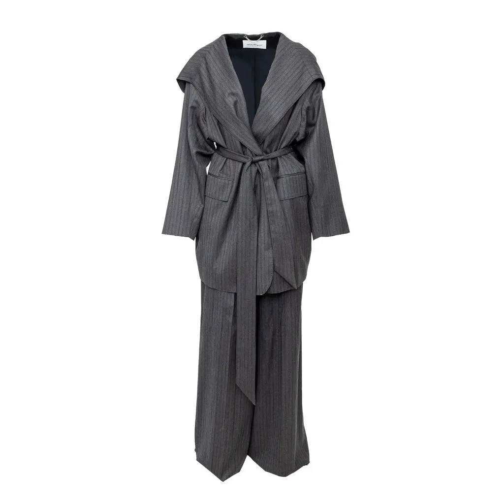 Salvatore Ferragamo Suit - '10s Grey Wool Good - Front View