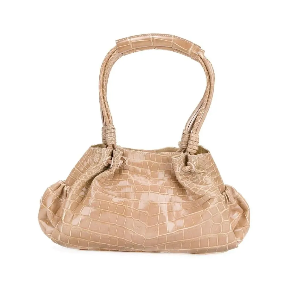 Giorgio Armani Pink Crocodile Bag - 2000s Pink Leather Good - Front View