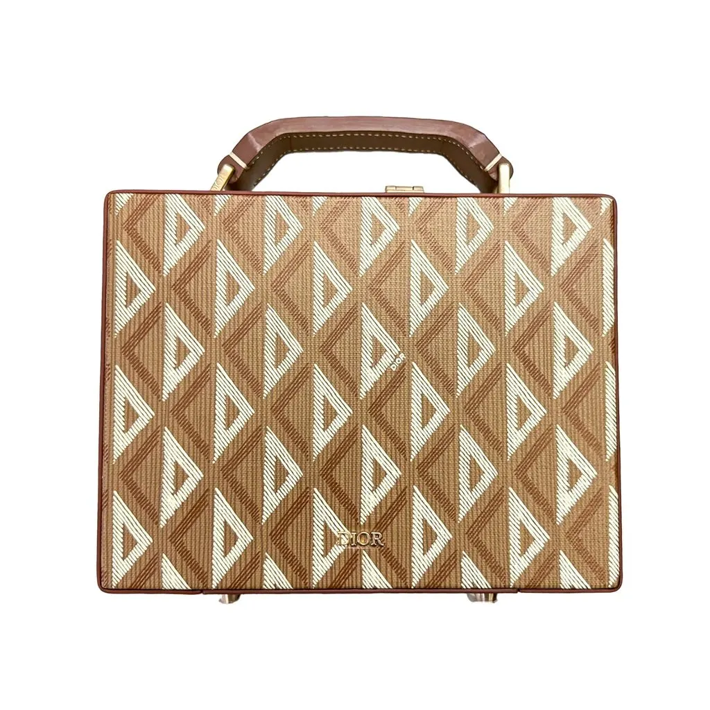Dior CD Diamond Structured Box Bag – Toile de Dior, 1970s Inspiration Red Canvas Good - Front View