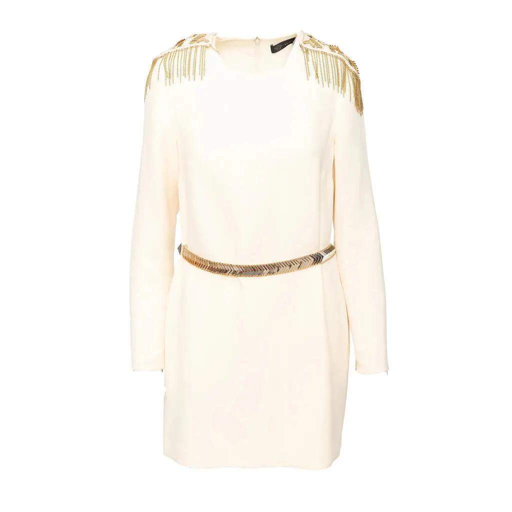 Versace Embellished Mini Dress - '10 White Silk Good - Front View