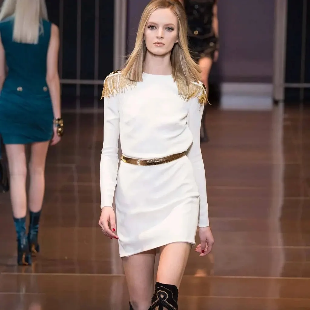 Versace Embellished Mini Dress - '10 White Silk Good - Back View