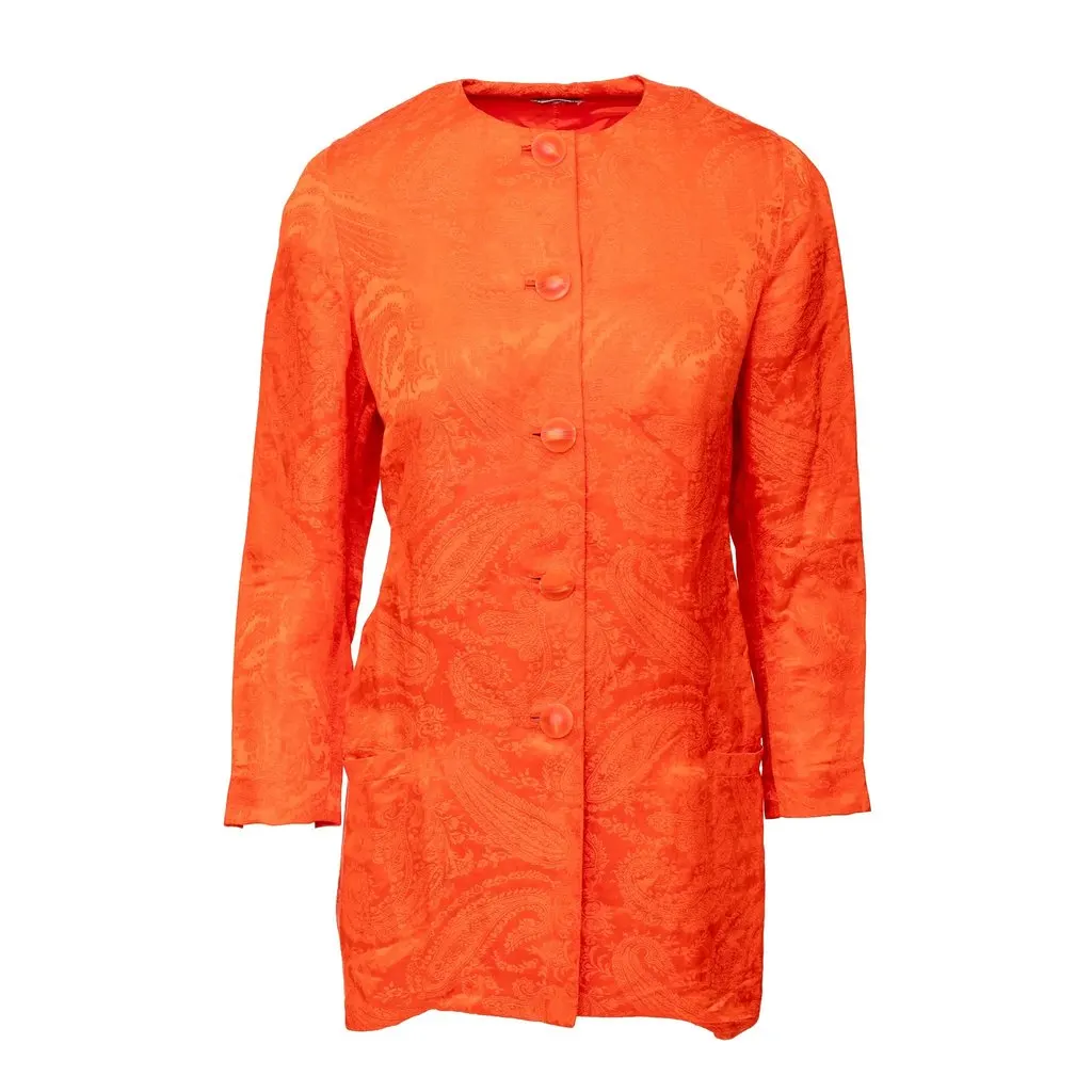 Gianni Versace Paisley Set - '90s Orange Silk Good - Model View