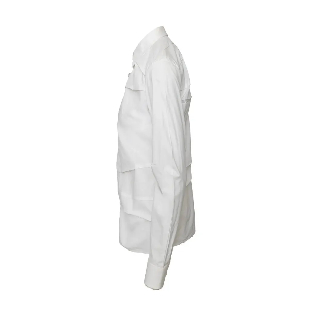 Maison Margiela Pleated Shirt - '10s White Cotton Good - Back View