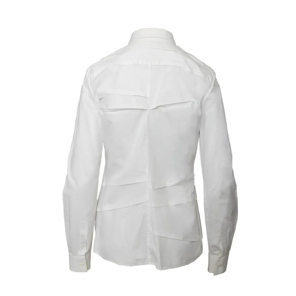 Maison Margiela Pleated Shirt - '10s White Cotton Good - Inside View