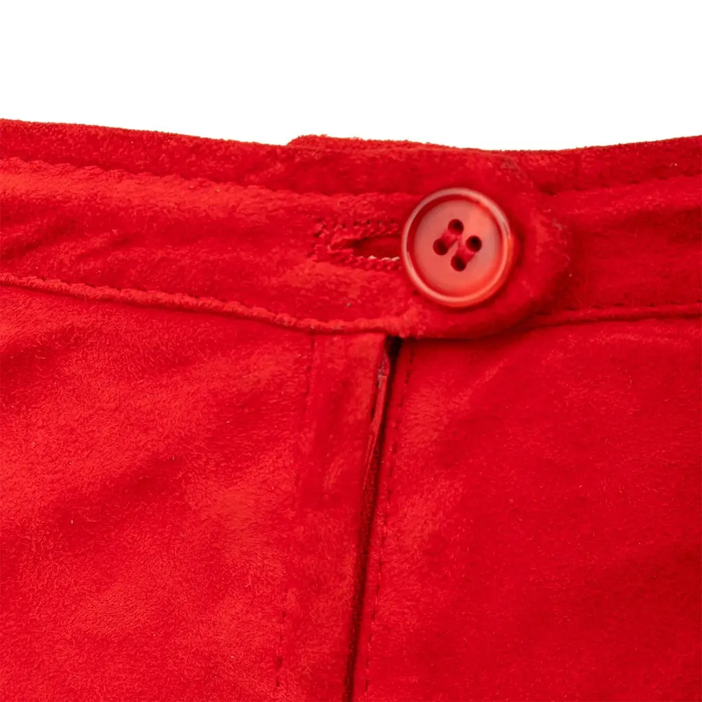 Valentino Mini Suede Skirt - '90s Red Suede Good - Model View