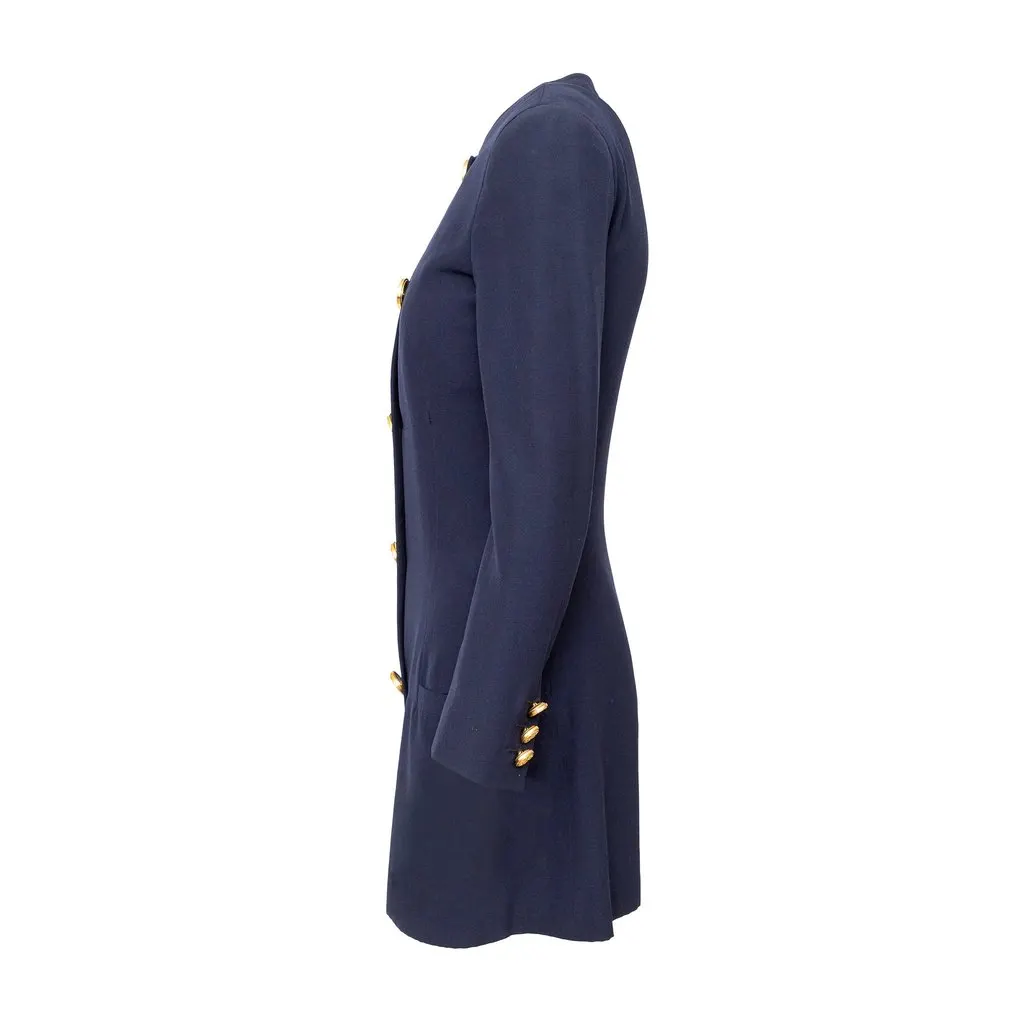 Versace Jacket with Decorative Buttons - '90s Navy Wool Good - Back View