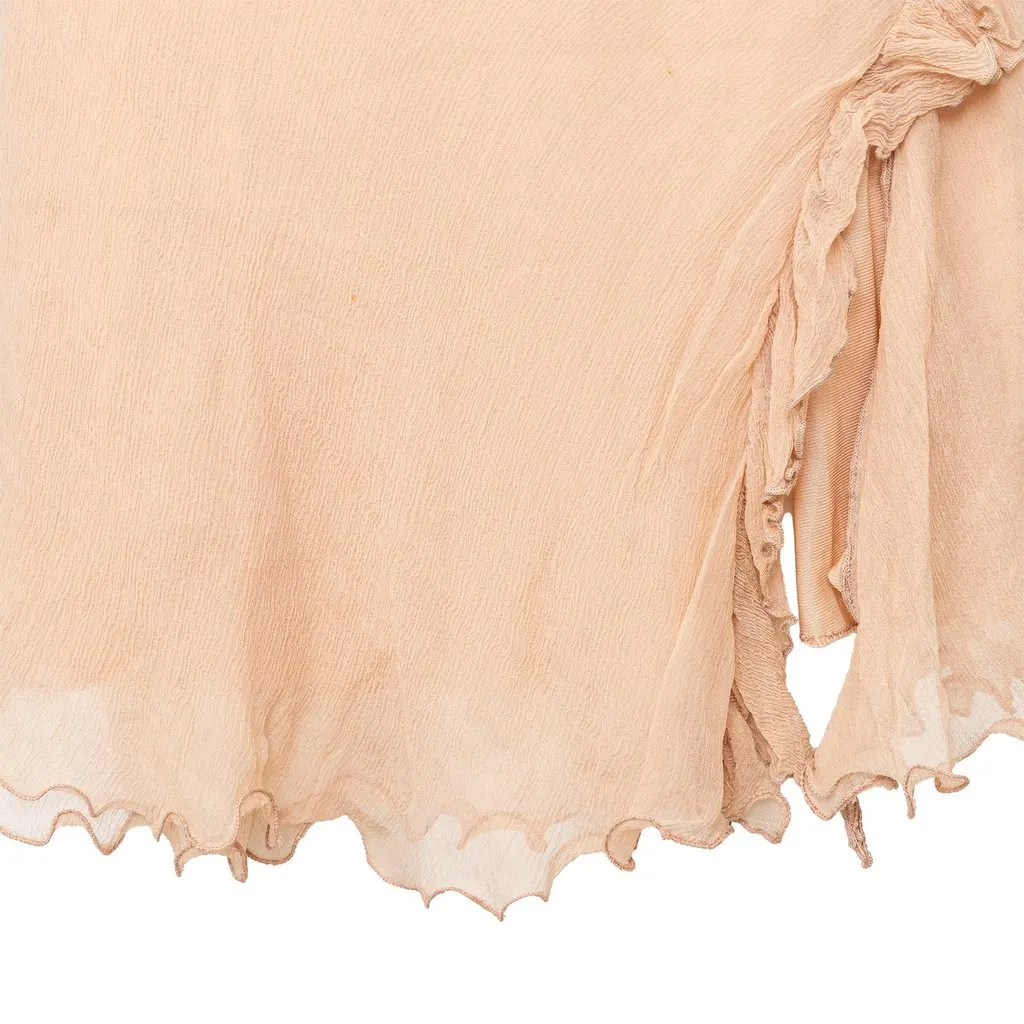 Blumarine Chiffon Skirt - '00s Red Satin Good - Model View
