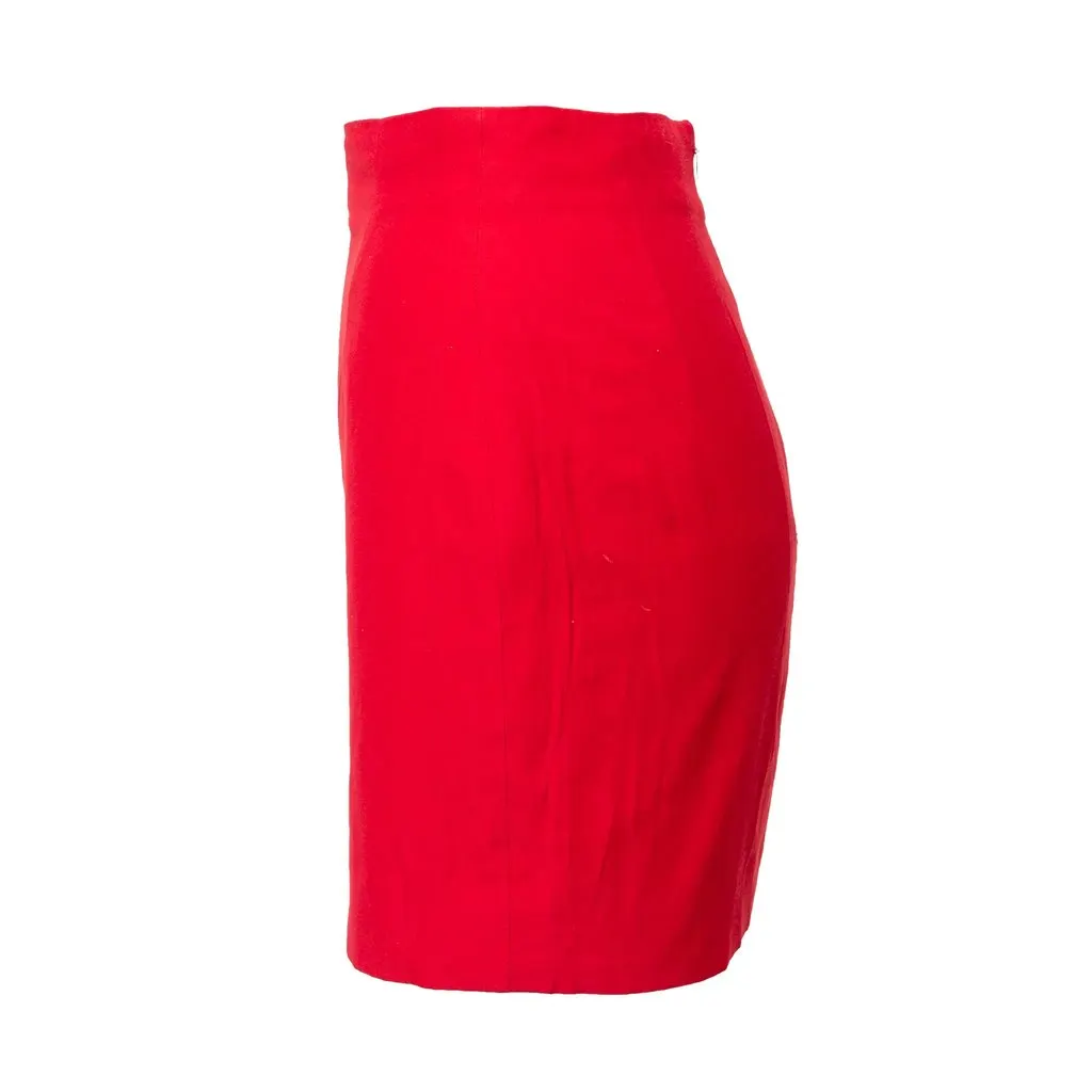 Versace Mini Skirt - '90s Red Wool Good - Back View