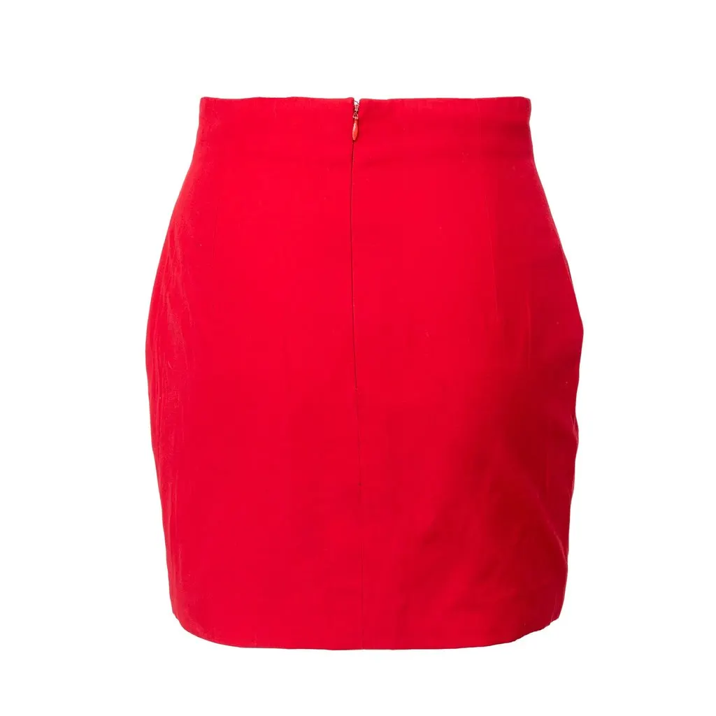 Versace Mini Skirt - '90s Red Wool Good - Inside View