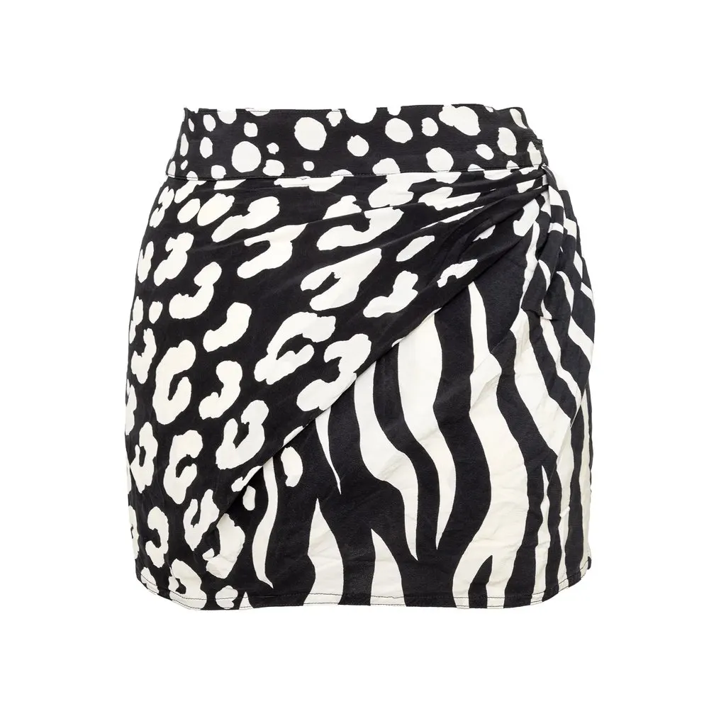 Versace Printed Mini Skirt - '90s Black Silk Good - Front View