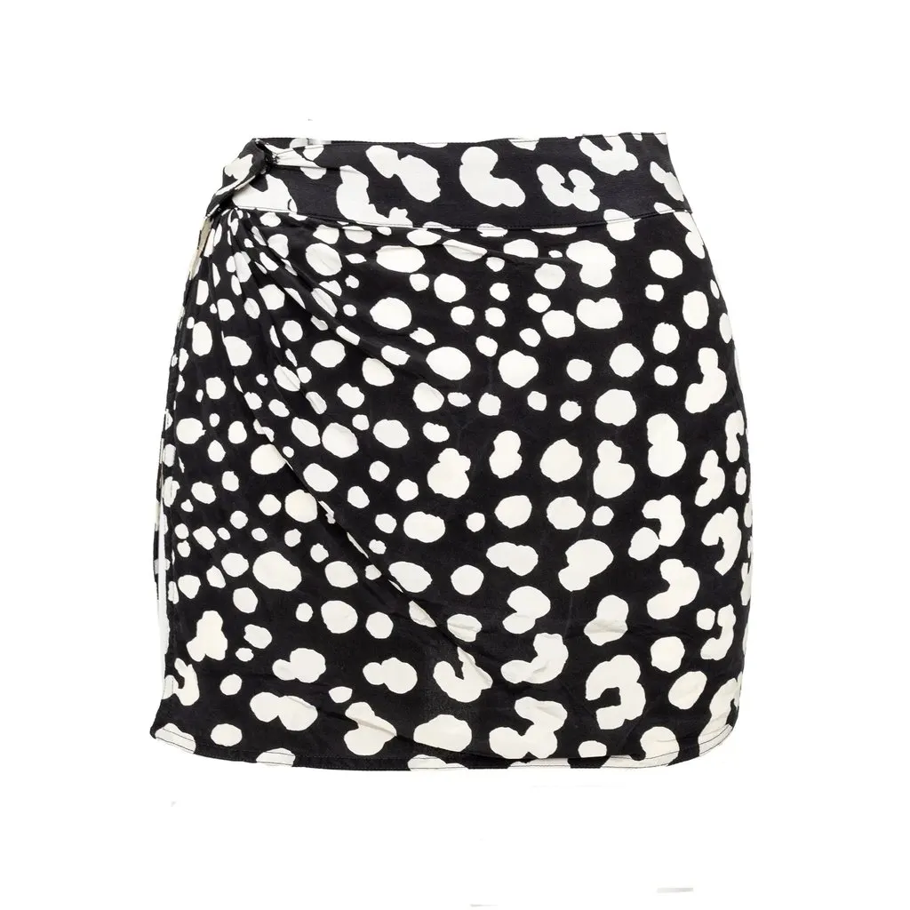 Versace Printed Mini Skirt - '90s Black Silk Good - Back View
