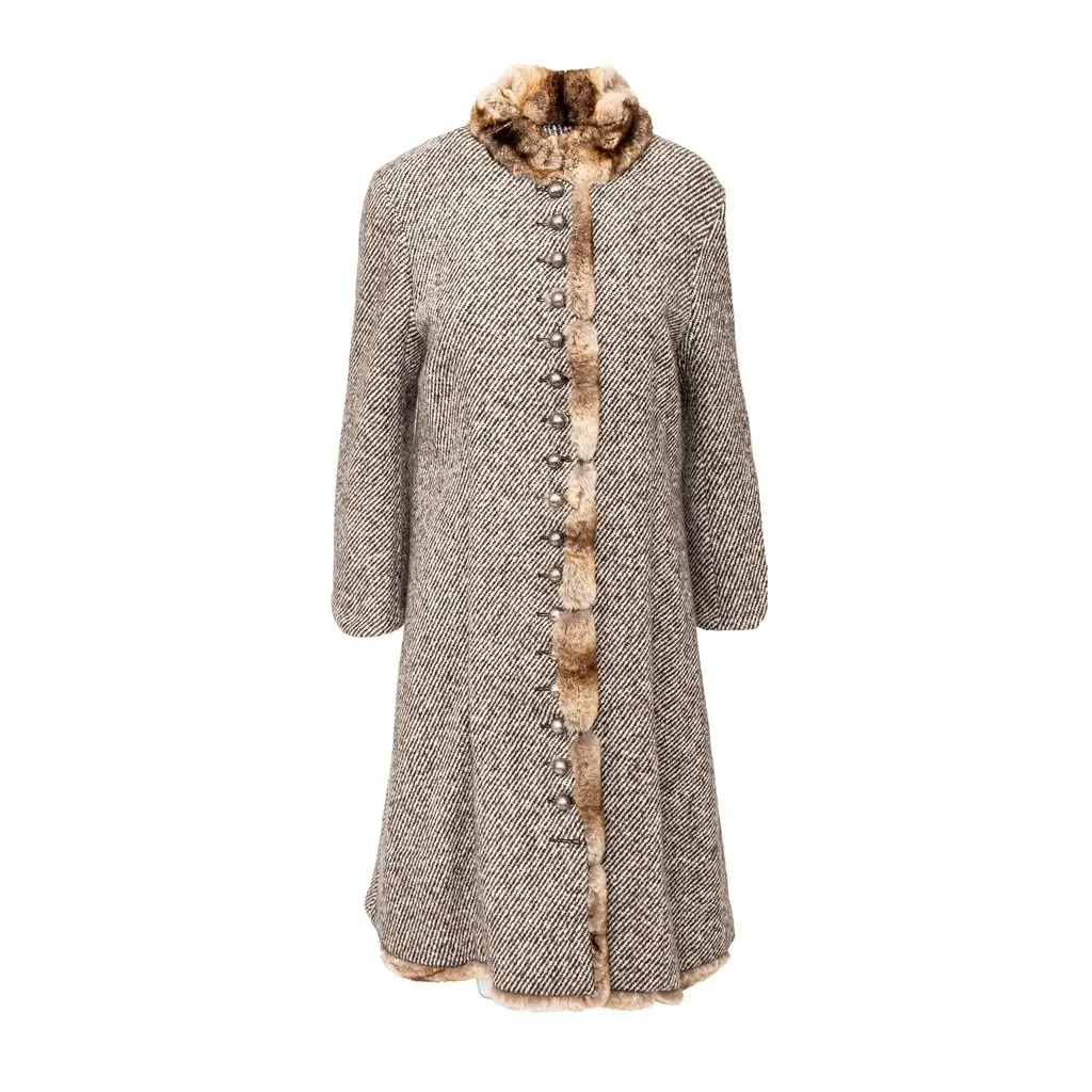 Gianfranco Ferré Overcoat with Fur Inserts - '90s Red Wool Good - Front View