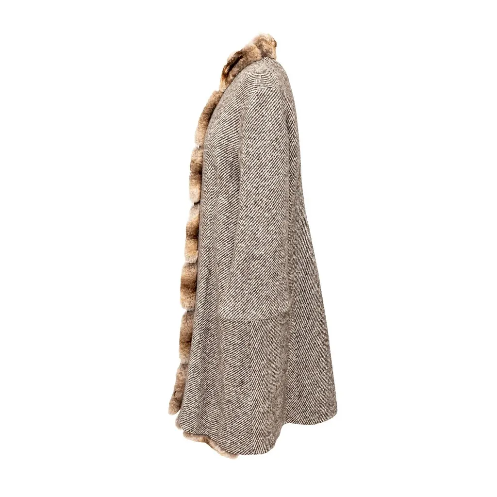Gianfranco Ferré Overcoat with Fur Inserts - '90s Red Wool Good - Back View