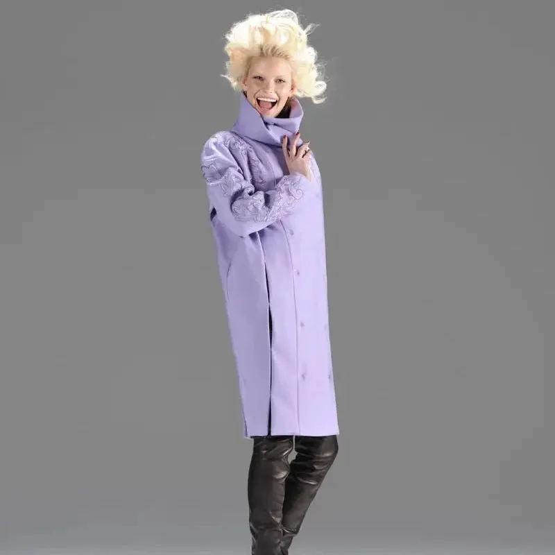 Unsigned Gaetano Navarra Wool Coat - '10s MultiColor Wool Good - Back View