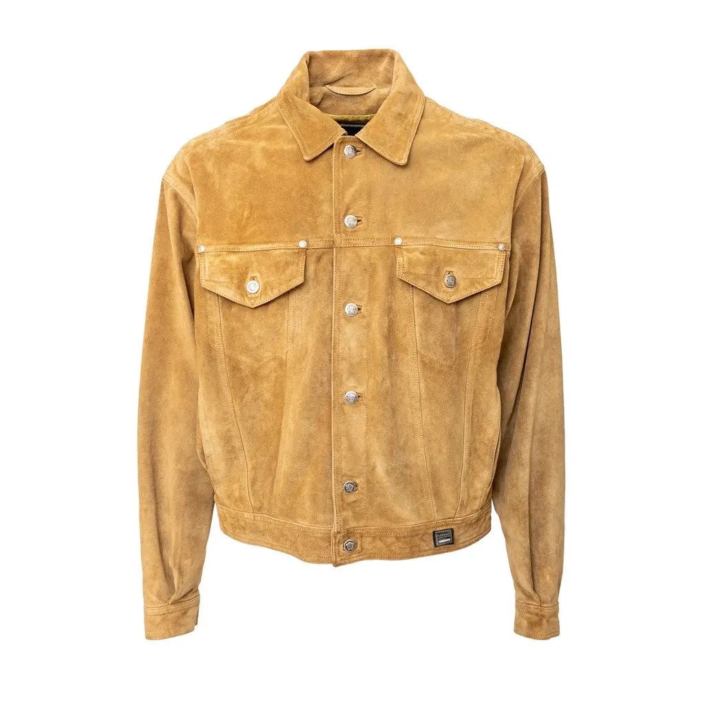 Versace Jeans Couture Suede Jacket - '90s Brown Suede Good - Front View