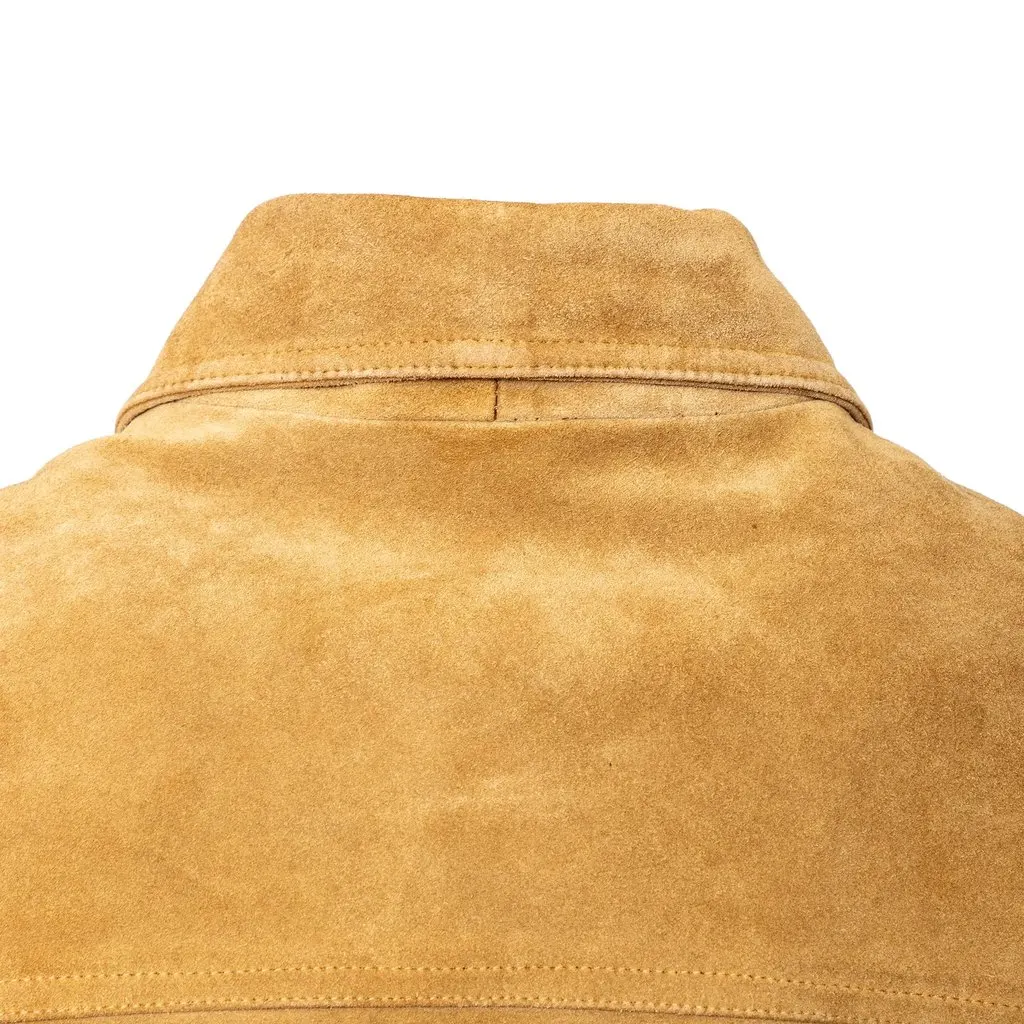 Versace Jeans Couture Suede Jacket - '90s Brown Suede Good - Model View