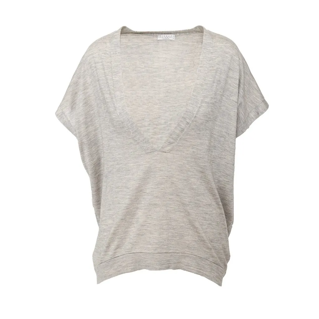 Brunello Cucinelli Cashmere Top - '10s Grey Wool Good - Front View