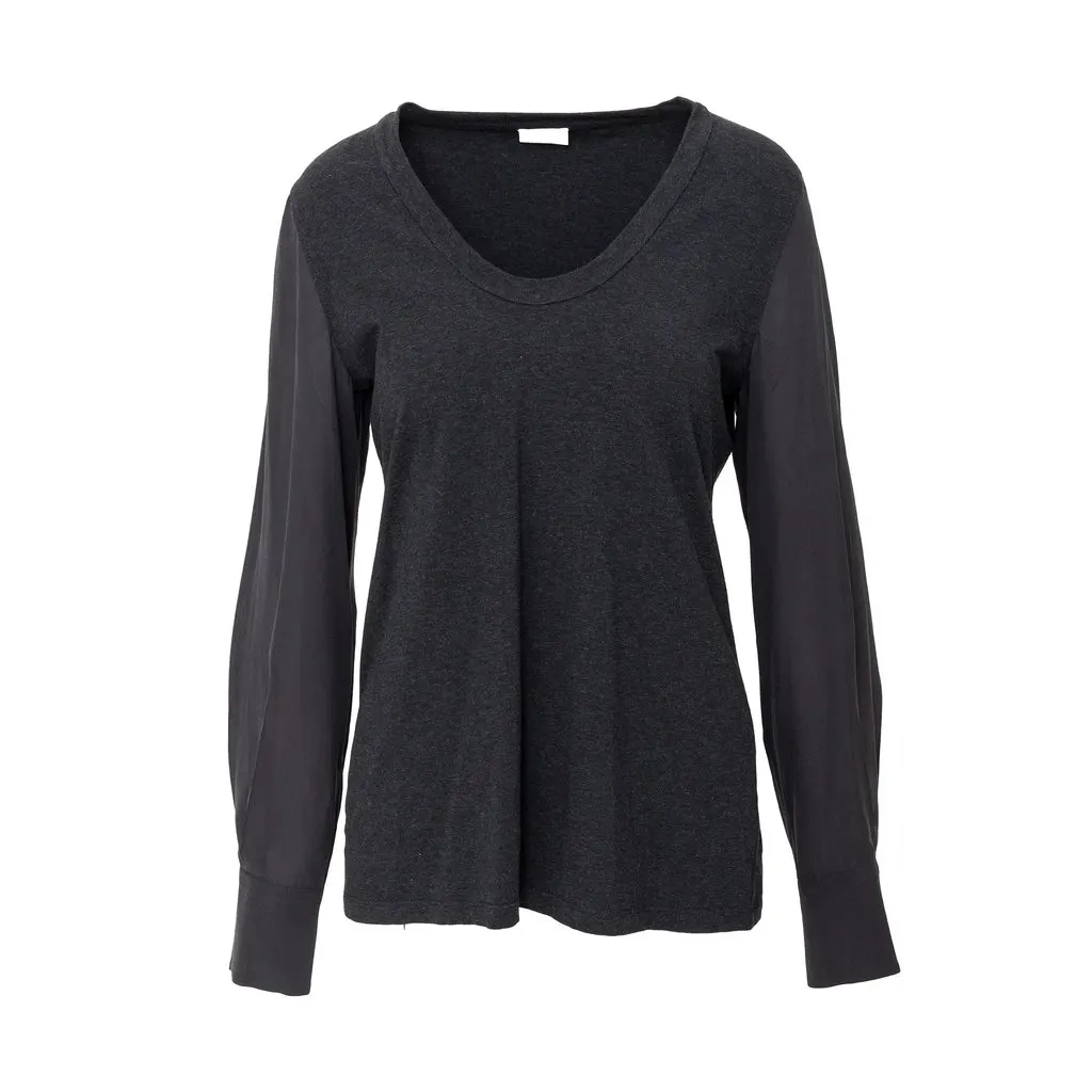 Brunello Cucinelli Sleeve Top - '10s Grey Cotton Good - Front View