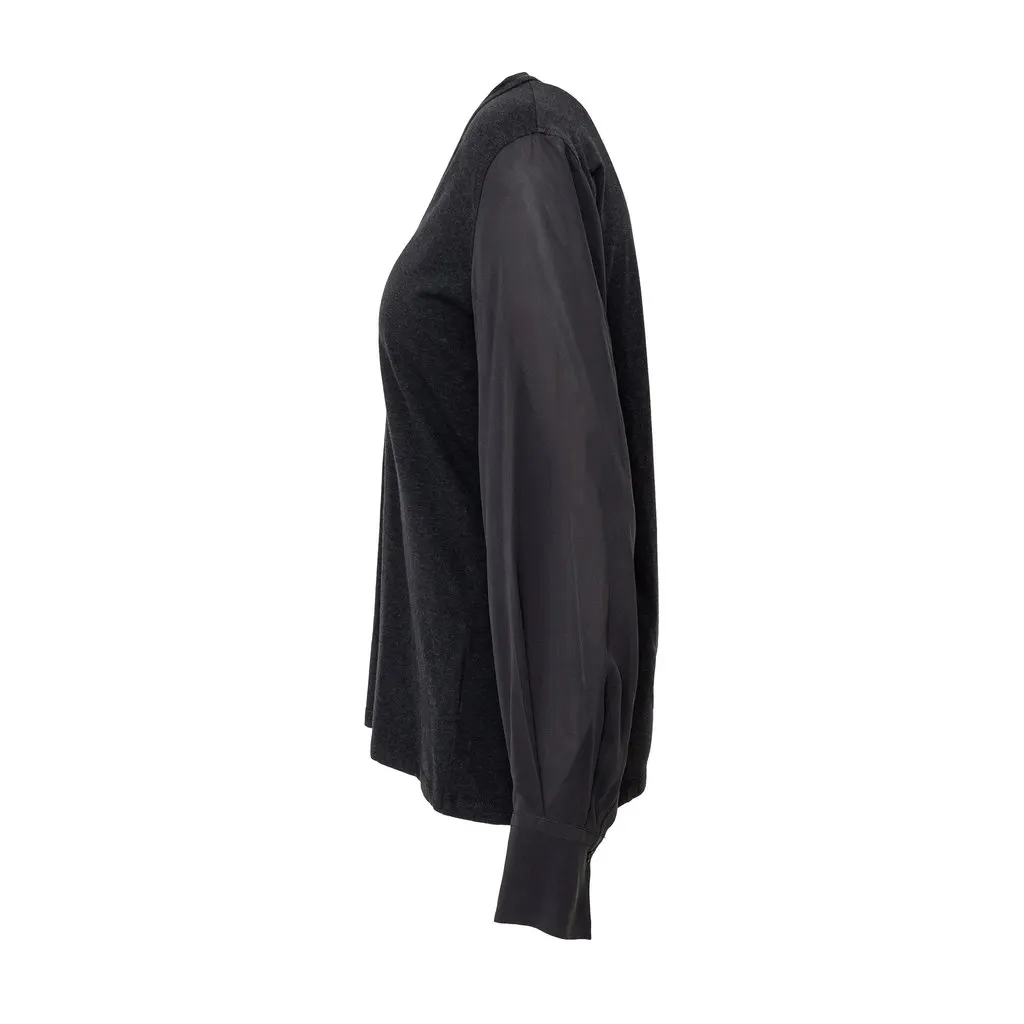 Brunello Cucinelli Sleeve Top - '10s Grey Cotton Good - Back View