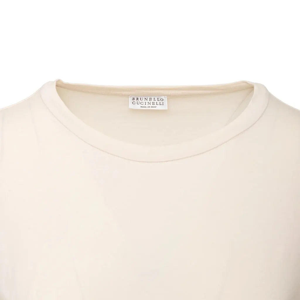 Brunello Cucinelli Full Sleeve Top - '10s Beige Cotton Good - Model View