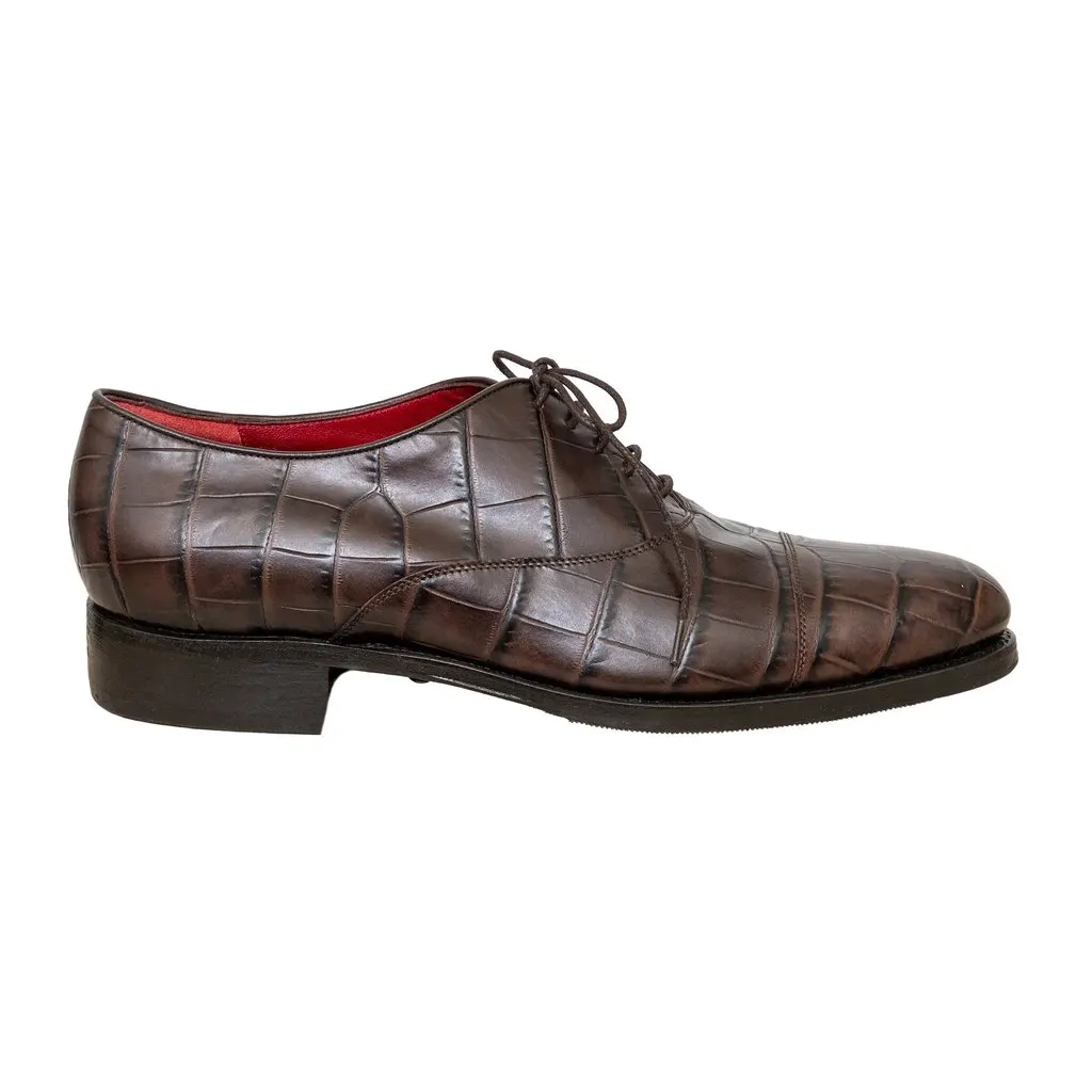 Salvatore Ferragamo Embossed Leather Shoes - '10s Brown Leather Good - Front View
