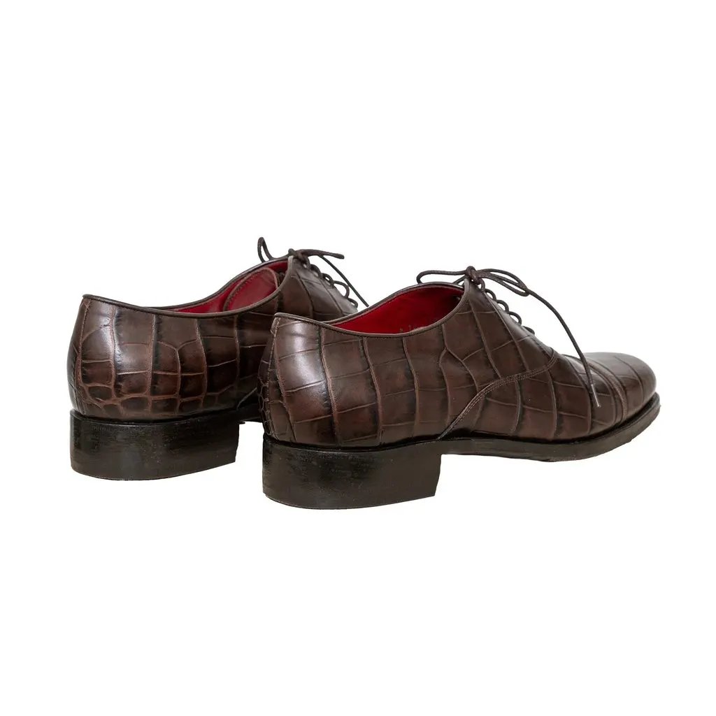 Salvatore Ferragamo Embossed Leather Shoes - '10s Brown Leather Good - Back View