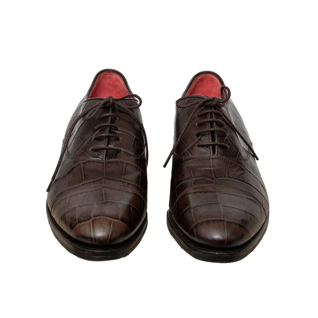 Salvatore Ferragamo Embossed Leather Shoes - '10s Brown Leather Good - Inside View