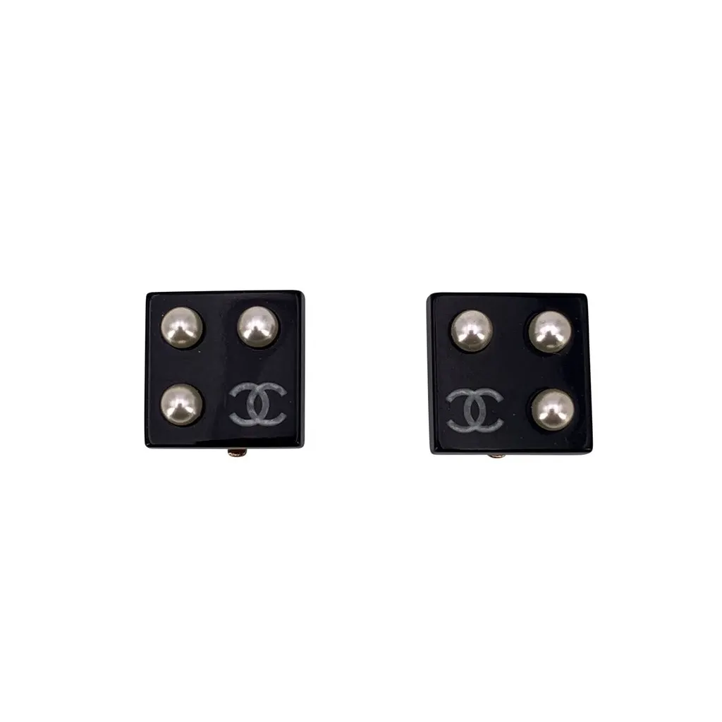 Chanel Earrings Black Good - Front View