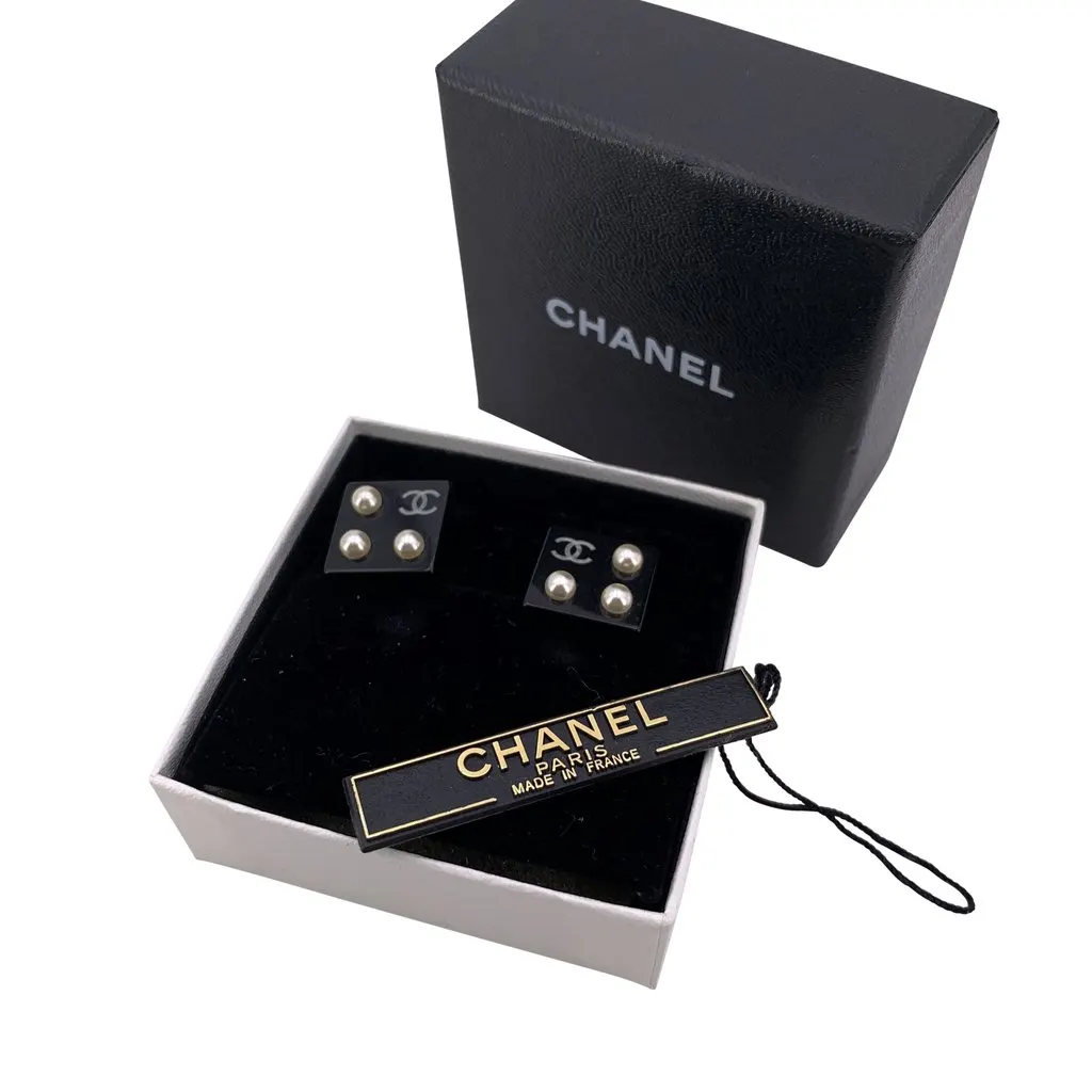 Chanel Earrings Black Good - Back View