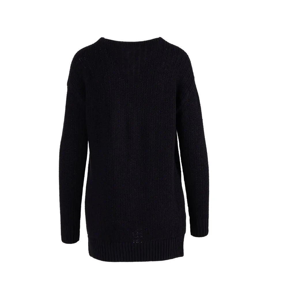 Saint Laurent Black Chain Trim Long College Cardigan - '10s Black Wool Good - Inside View