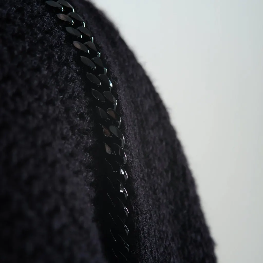 Saint Laurent Black Chain Trim Long College Cardigan - '10s Black Wool Good - Box View