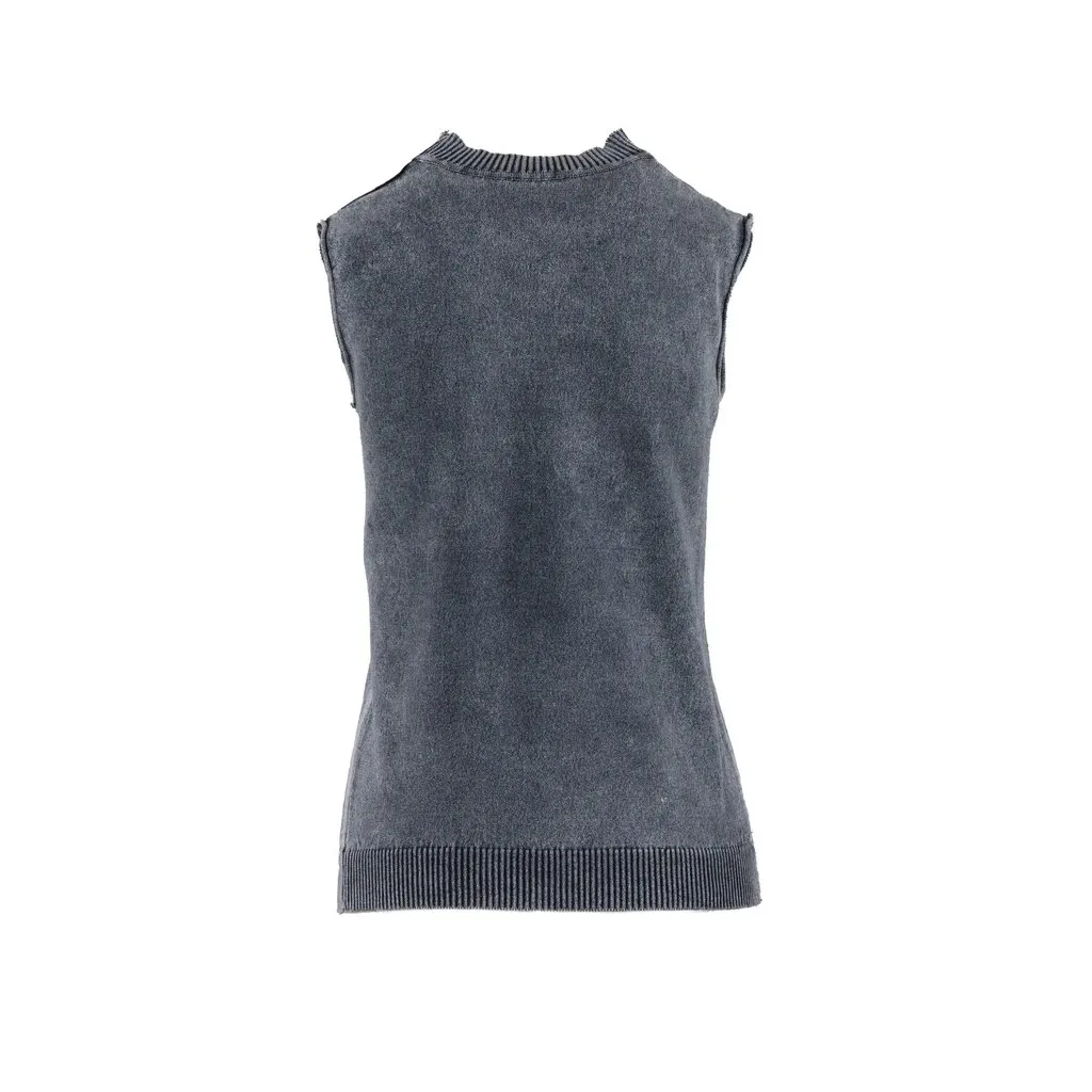 Unsigned Callaghan by Nicolas Ghesquière Cotton Knit Top - '90s Grey Cotton Good - Back View