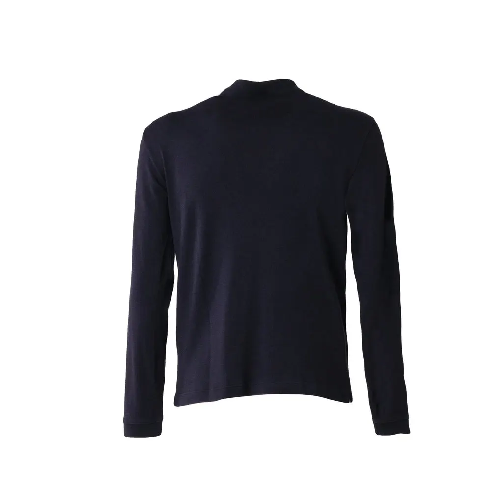 Giorgio Armani Navy Cashmere Polo - '10s Navy Wool Good - Inside View
