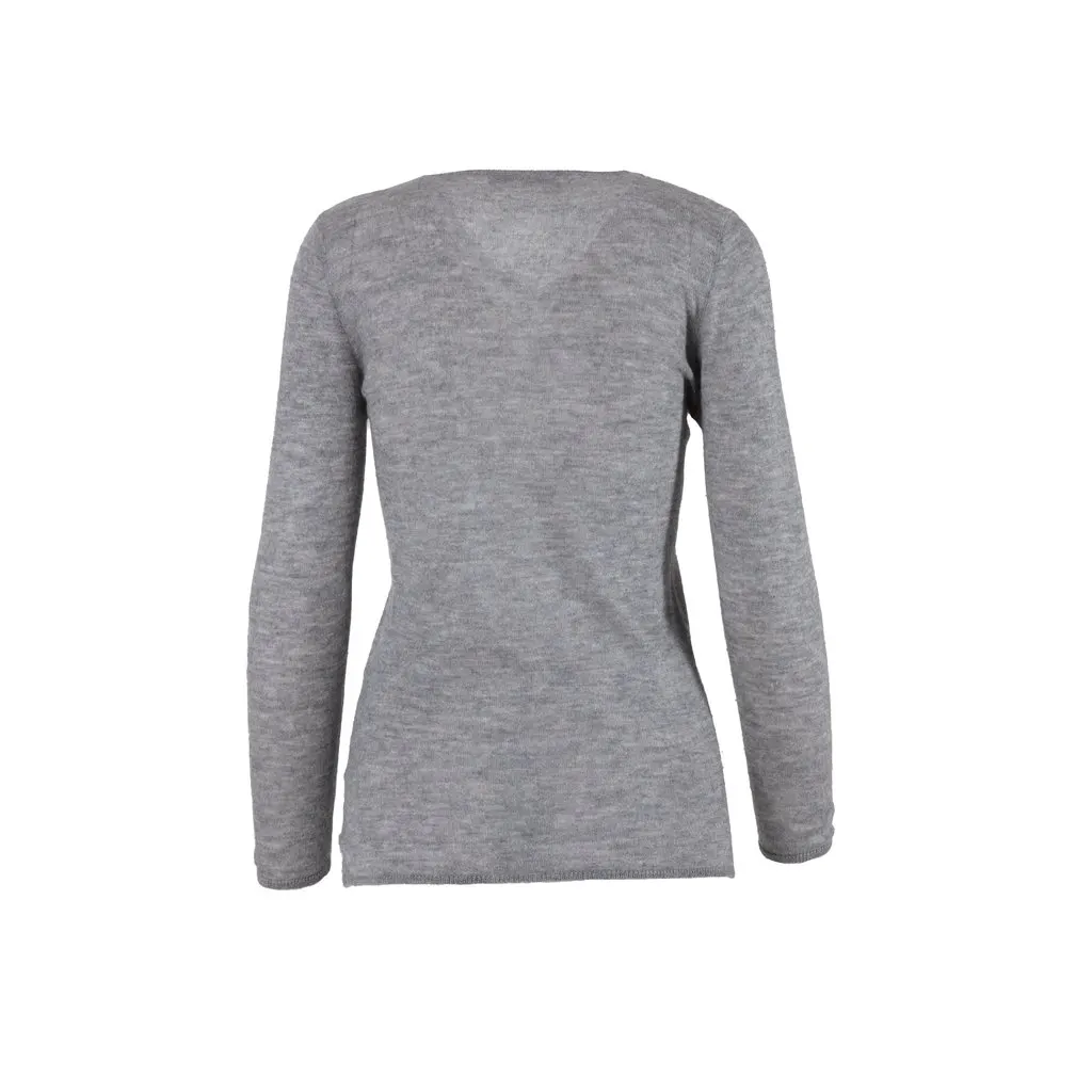 Brunello Cucinelli Cashmere V-Neck Sweater - '10s Grey Wool Good - Inside View