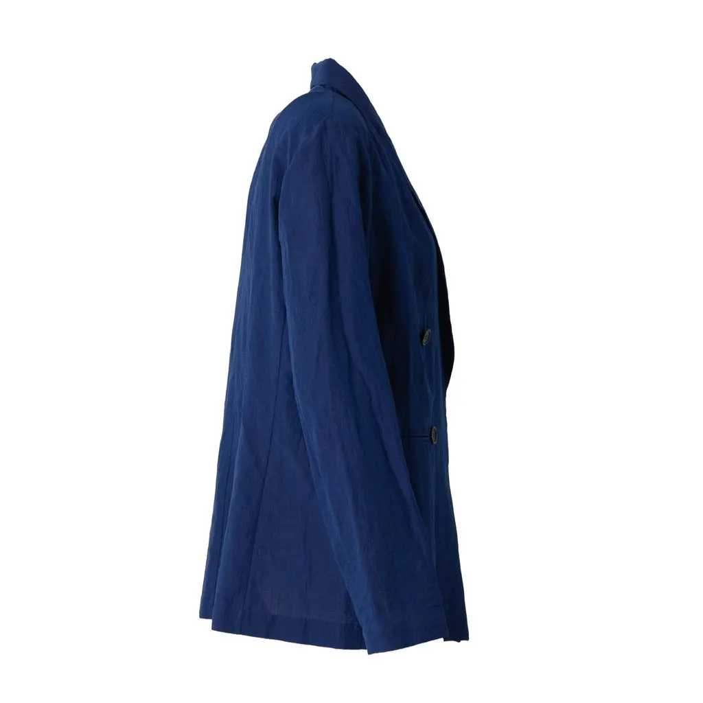Brunello Cucinelli Double-Breasted Linen Blazer - '10s Navy Linen Good - Back View