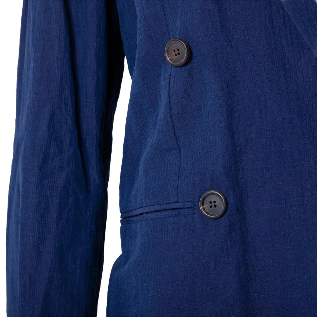 Brunello Cucinelli Double-Breasted Linen Blazer - '10s Navy Linen Good - Model View