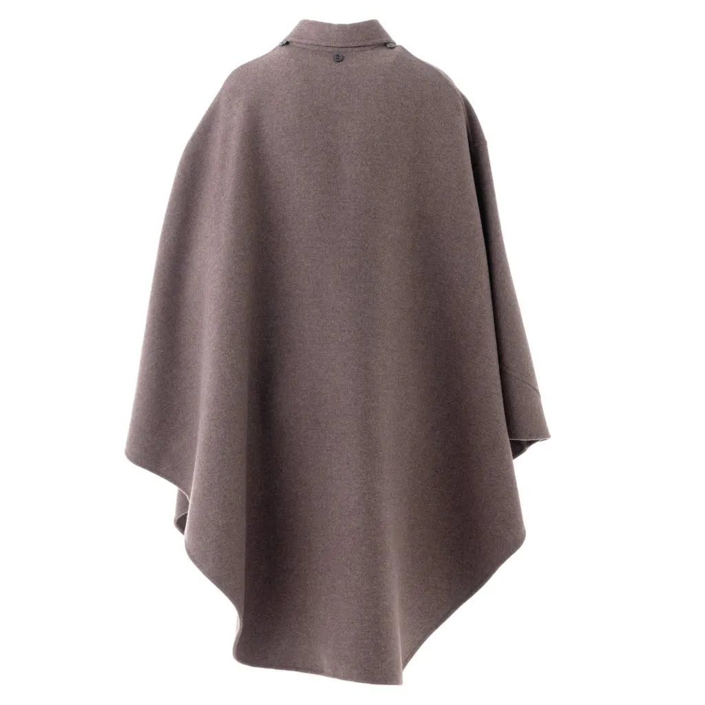 Unsigned Wool Poncho - '10s Brown Wool Good - Back View