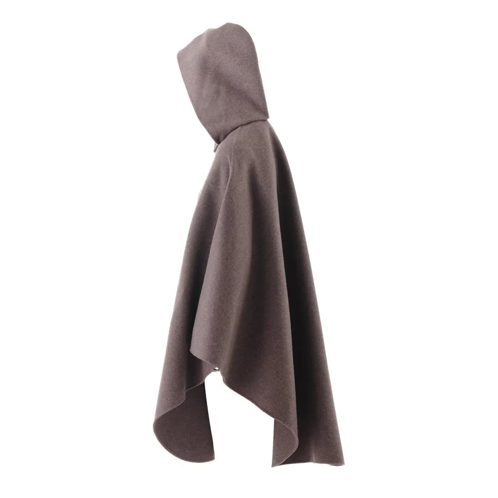 Unsigned Wool Poncho - '10s Brown Wool Good - Inside View