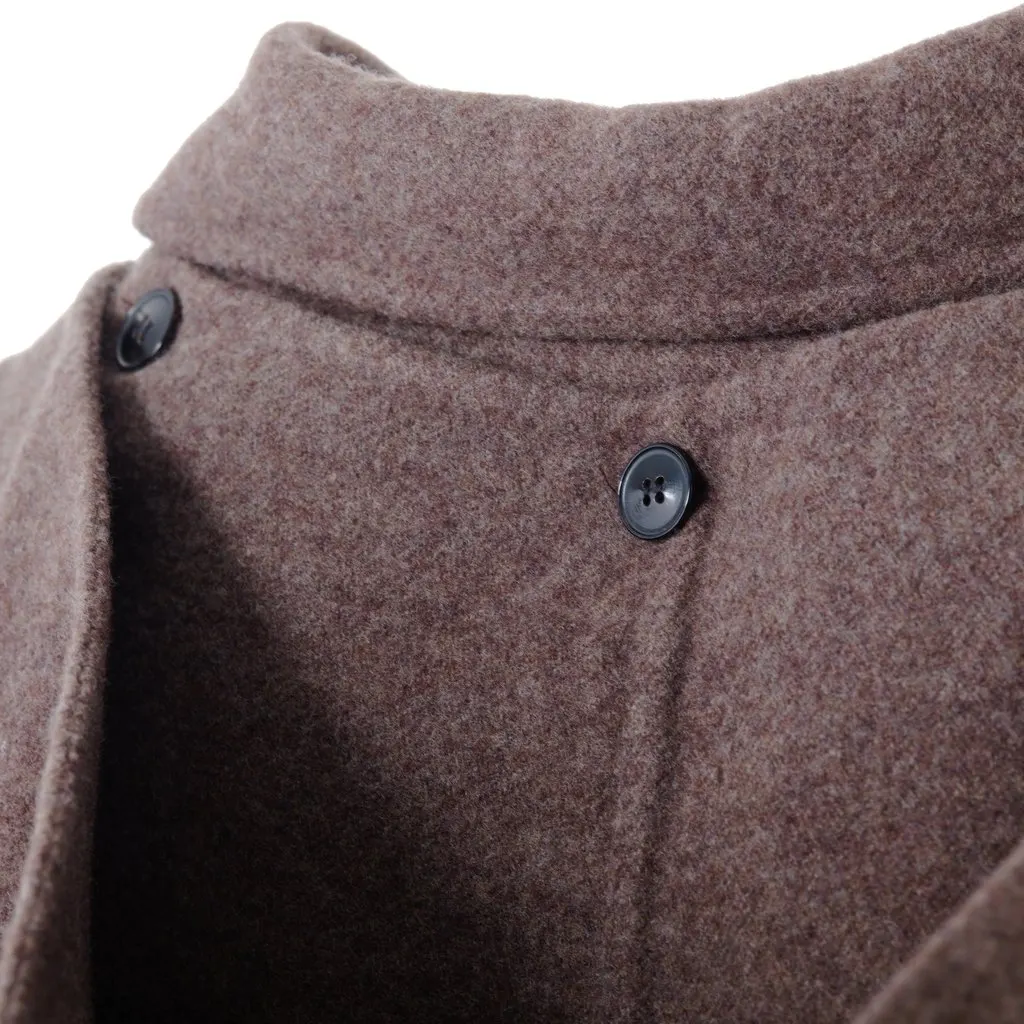 Unsigned Wool Poncho - '10s Brown Wool Good - Model View
