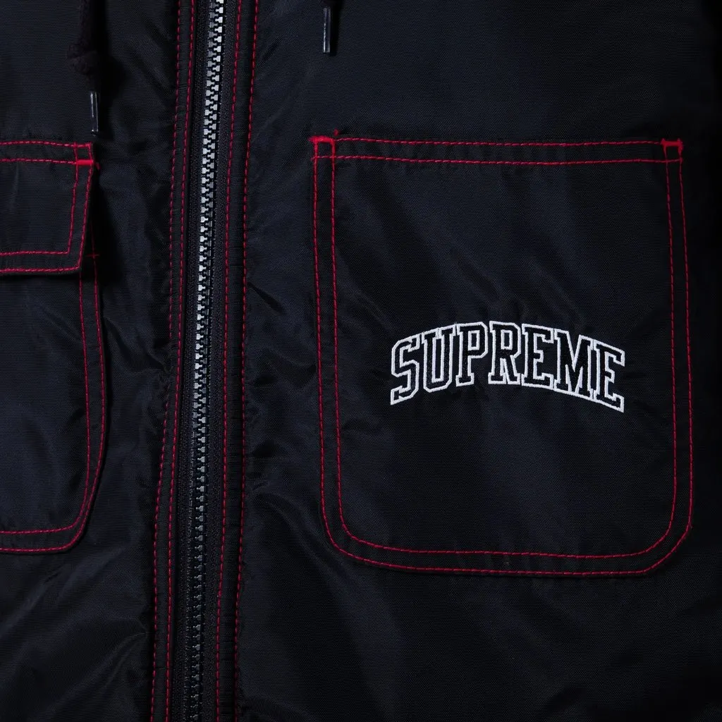 Supreme Sherpa Lined Nylon Jacket - '10s Black Polyamide Good - Box View