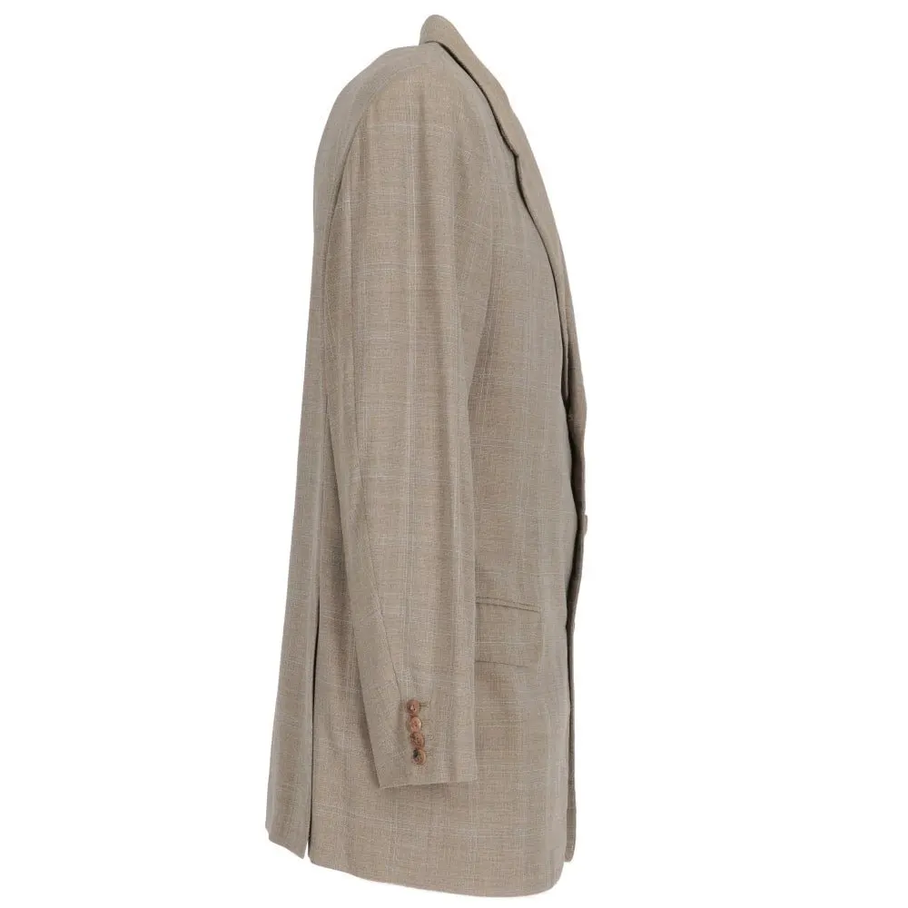Hermès Beige Herringbone Wool Jacket - '90s Beige Wool Good - Inside View