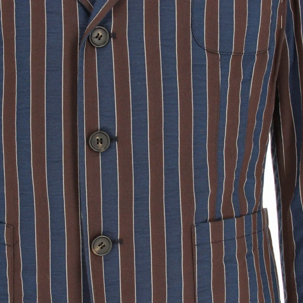 Antonio Marras Blue and Brown Striped Jacket - 2000s Brown Cotton Good - Model View