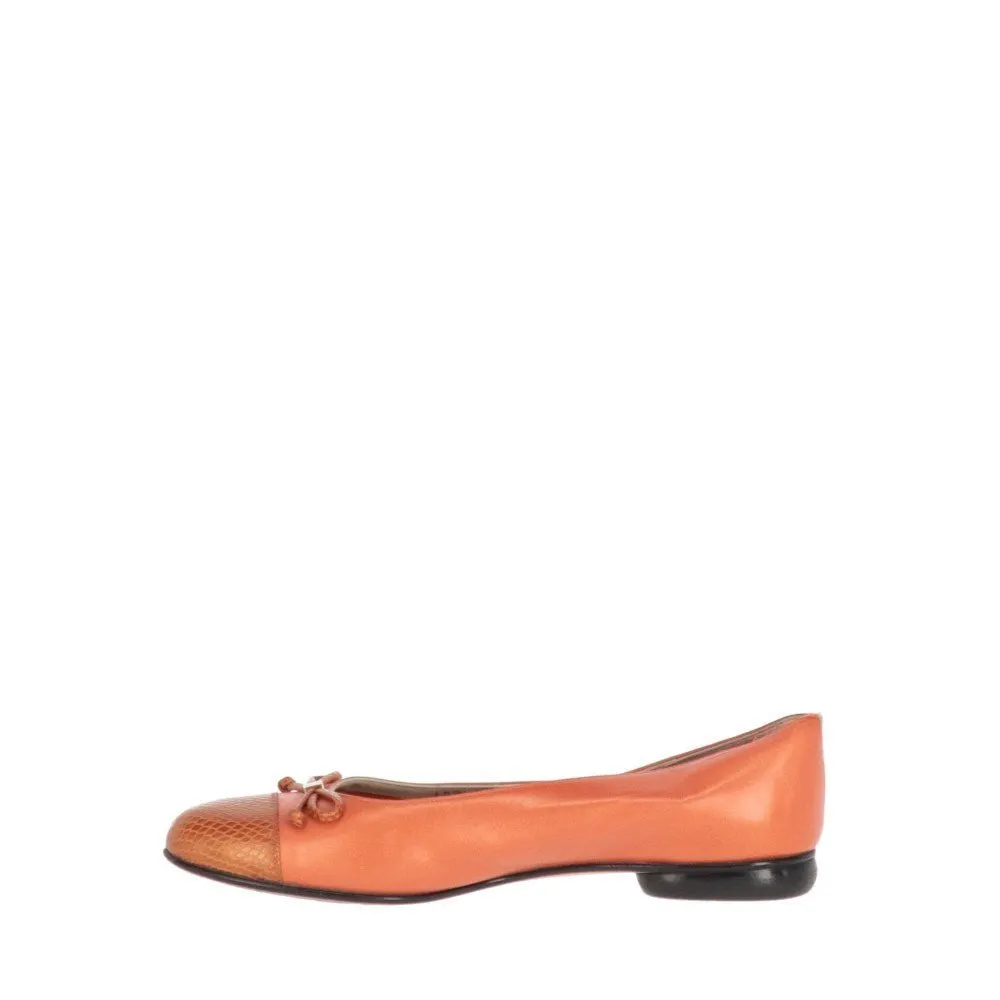 Salvatore Ferragamo Leather Flats - '90s Orange Leather Good - Back View