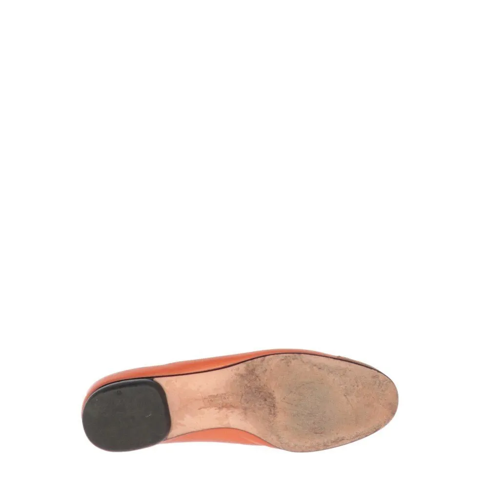 Salvatore Ferragamo Leather Flats - '90s Orange Leather Good - Inside View