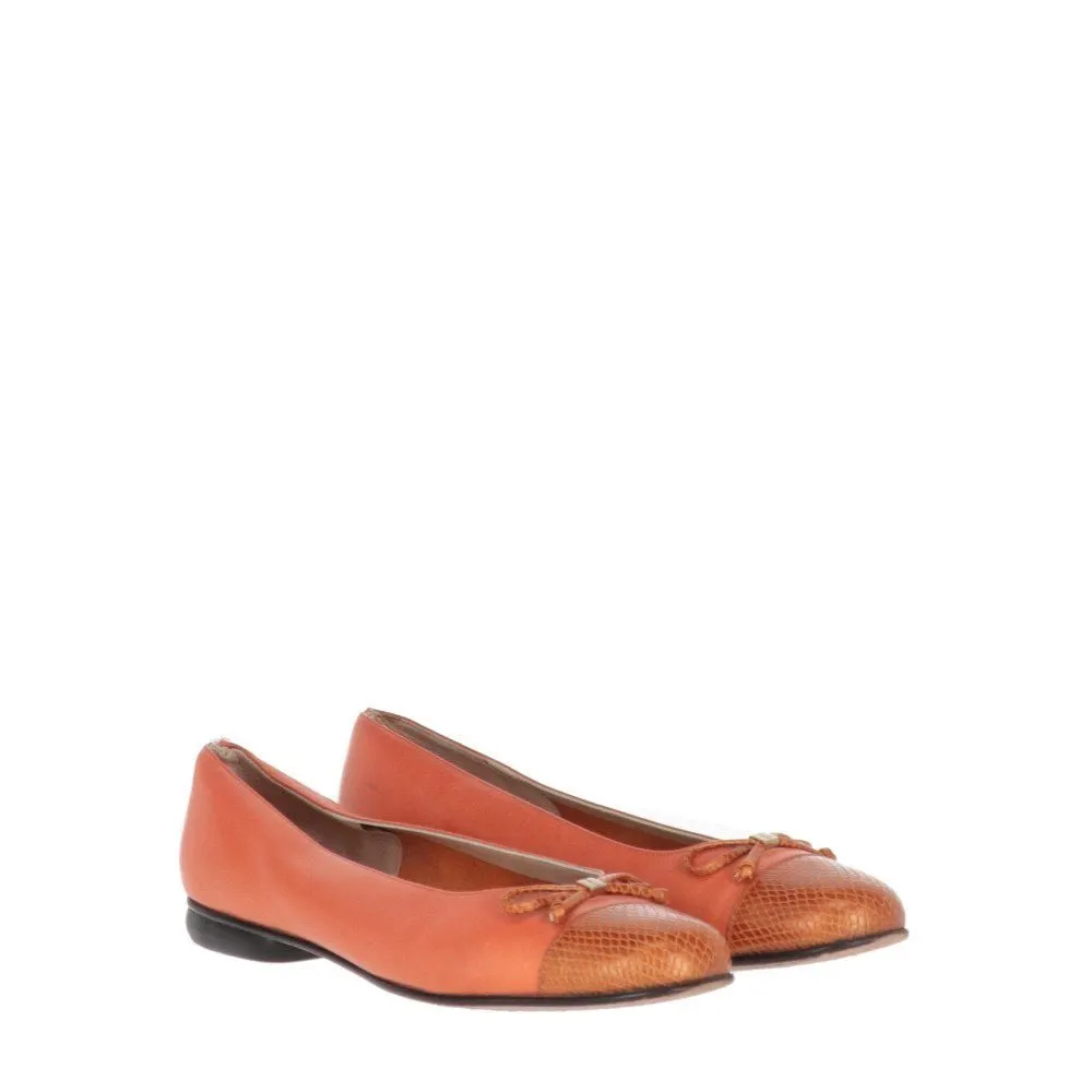 Salvatore Ferragamo Leather Flats - '90s Orange Leather Good - Box View