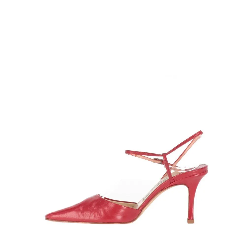 Jimmy Choo Leather Pumps - 2010s Red Leather Good - Back View