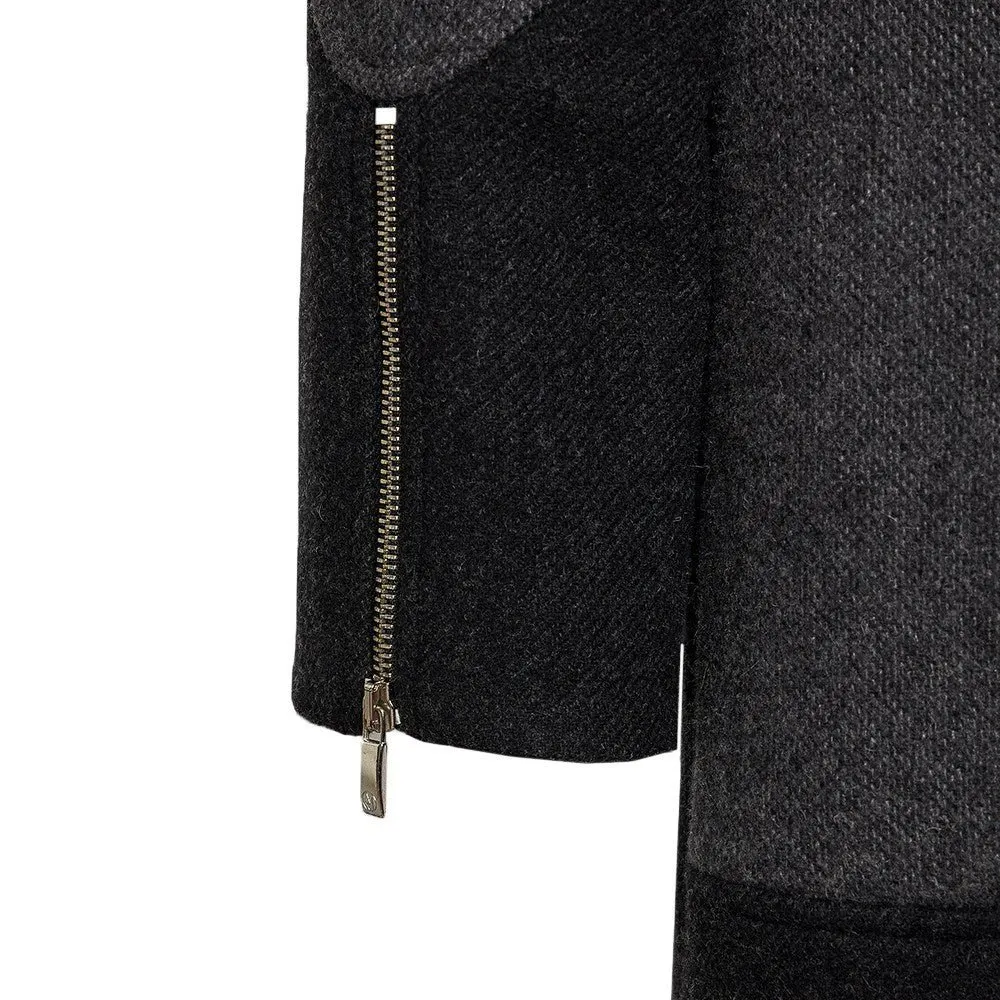 Giorgio Armani Anthracite Wool Coat - '90s Brown Wool Good - Model View