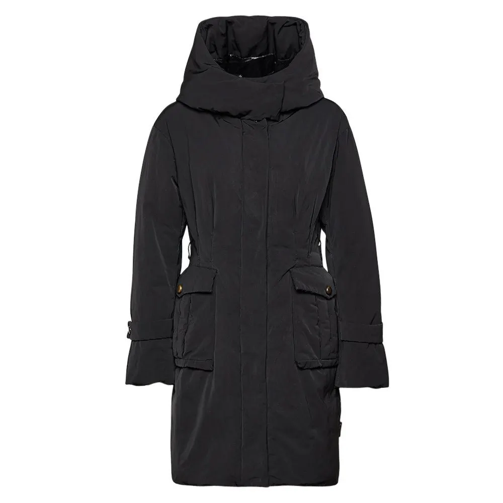 Moncler Black Long Down Jacket - 2010s Black Good - Front View